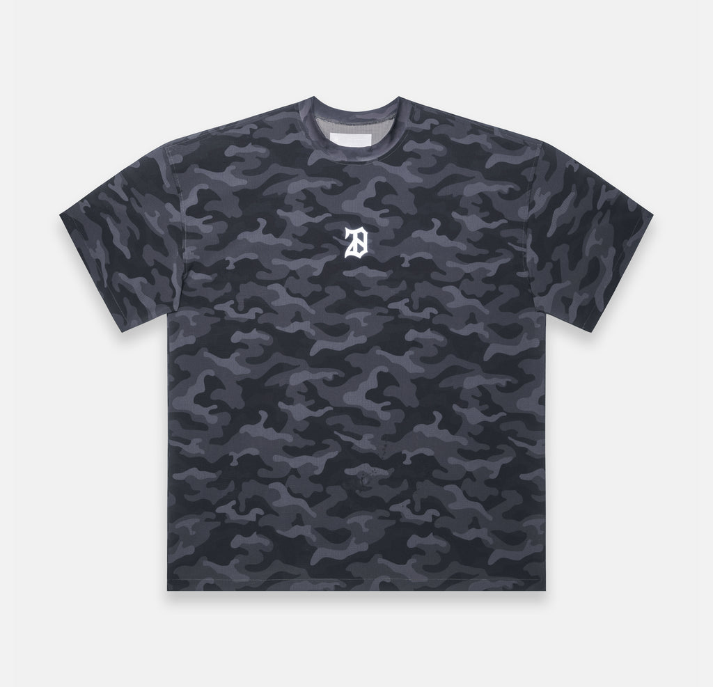 BLACK CAMO MESH T-SHIRT