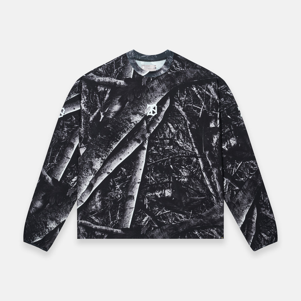 BLACK WOODLAND MESH LONG SLEEVE
