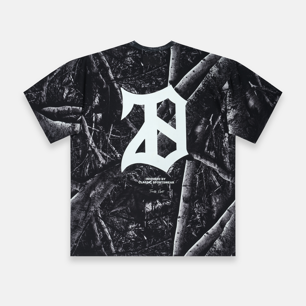 BLACK WOODLAND MESH T-SHIRT