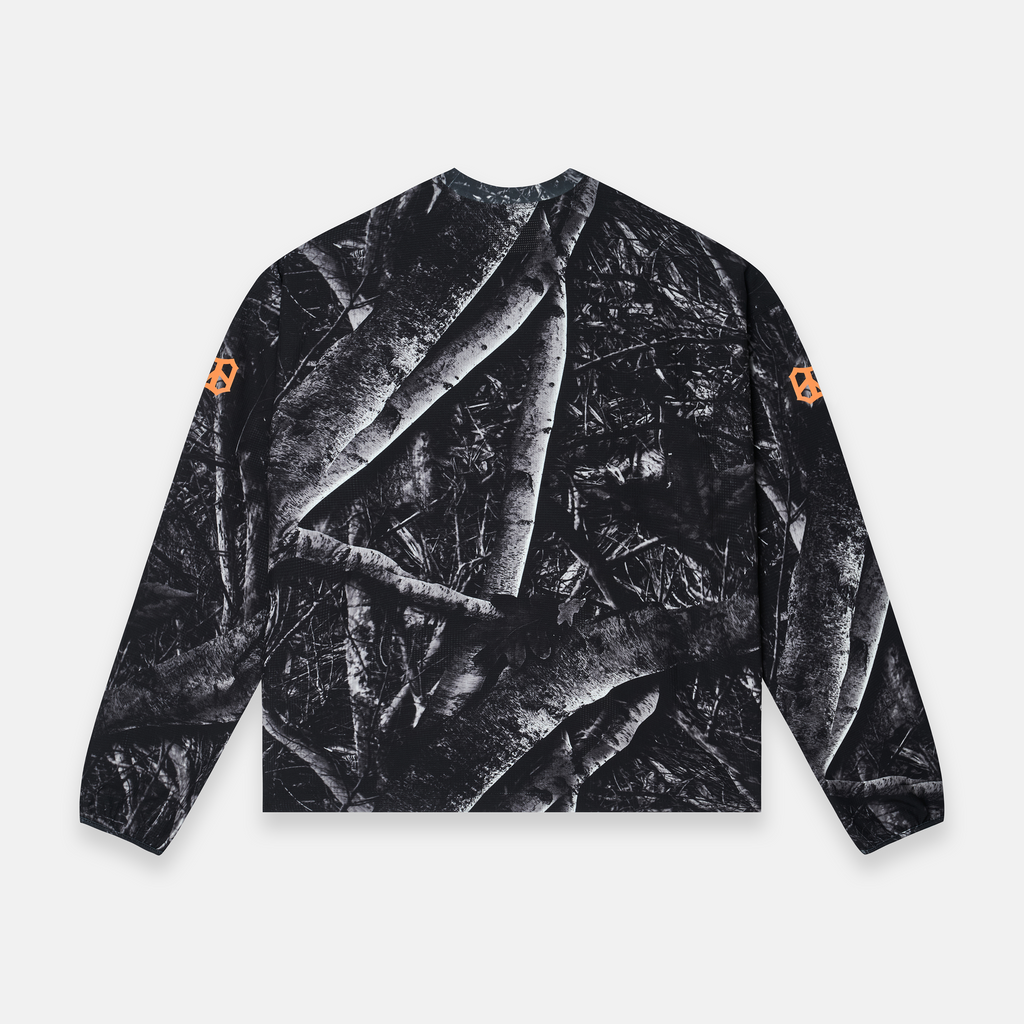 BLACK WOODLAND MESH LONG SLEEVE ORANGE