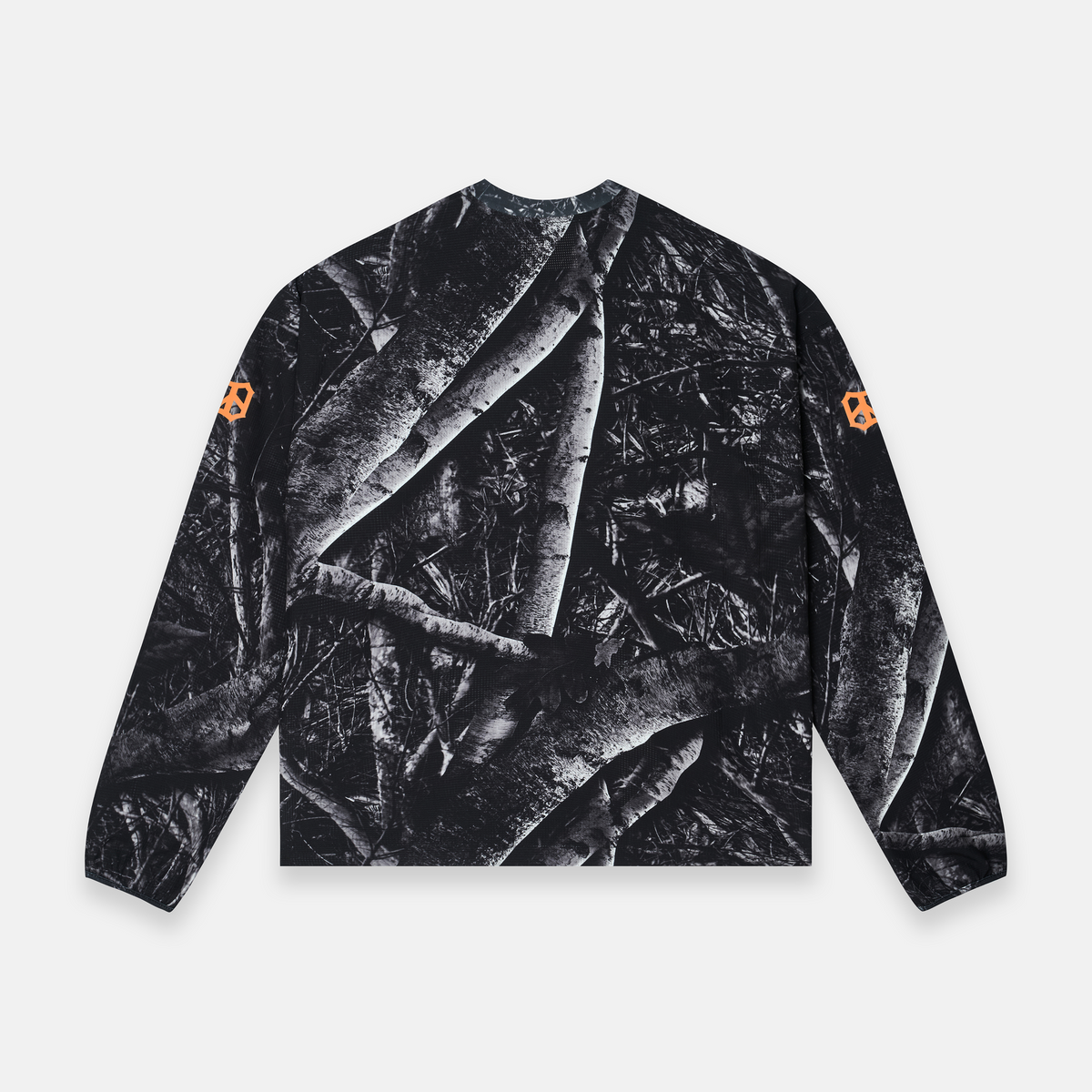 BLACK WOODLAND MESH LONG SLEEVE ORANGE