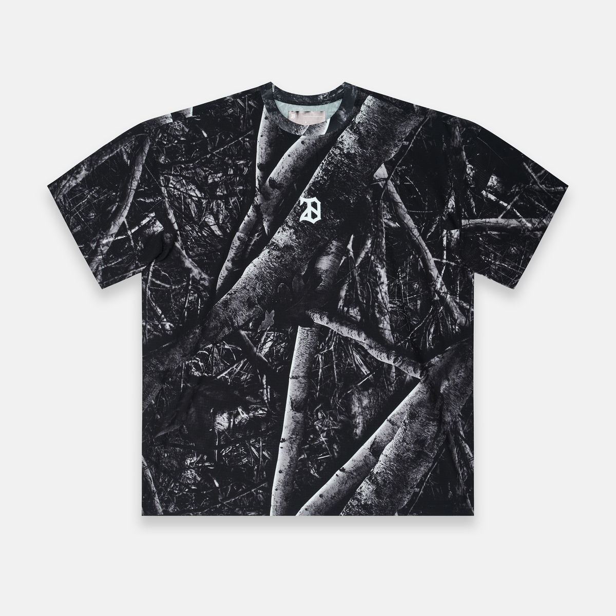 BLACK WOODLAND MESH T-SHIRT