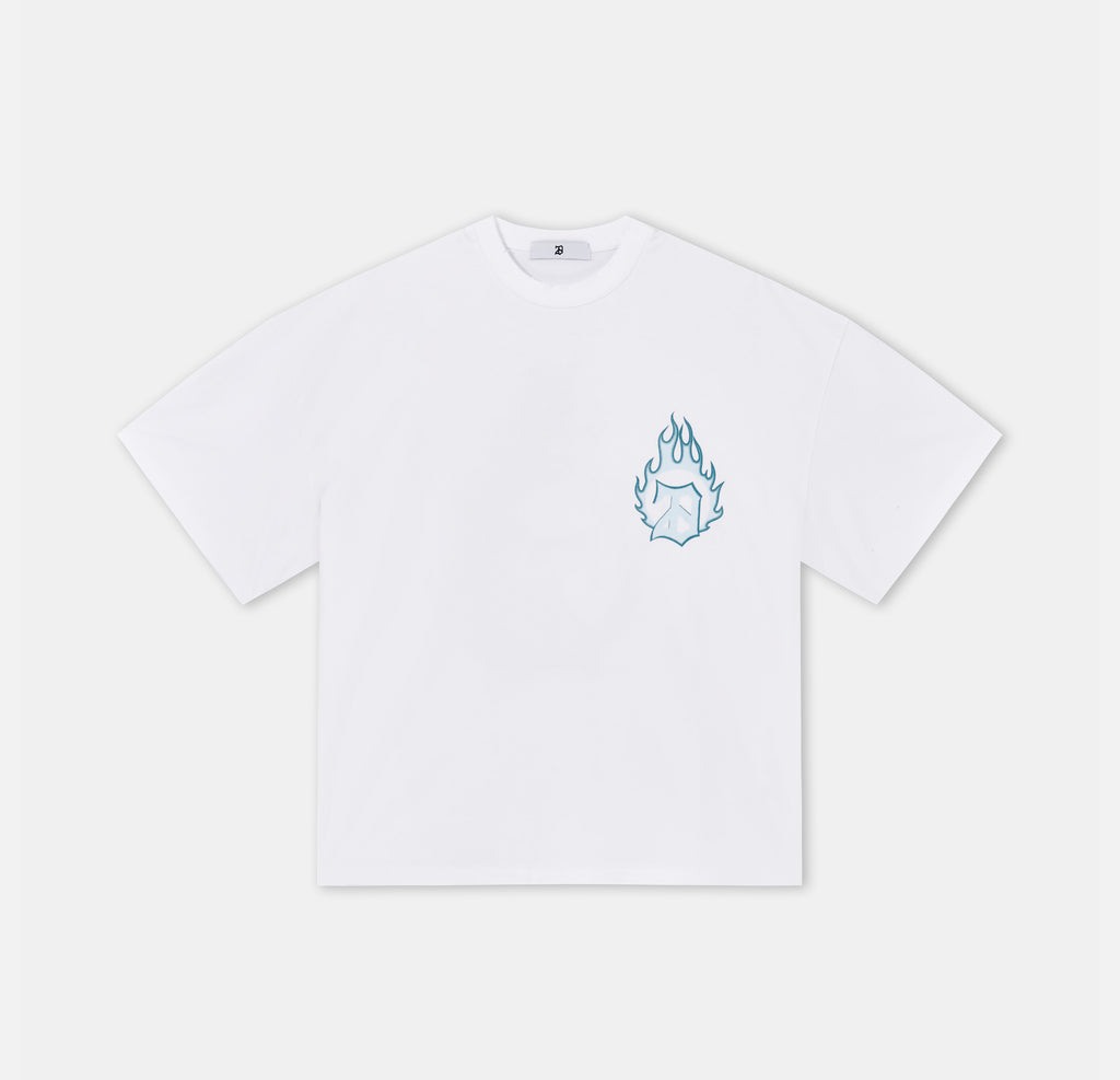 BLUE FLAME GRAPHIC T-SHIRT