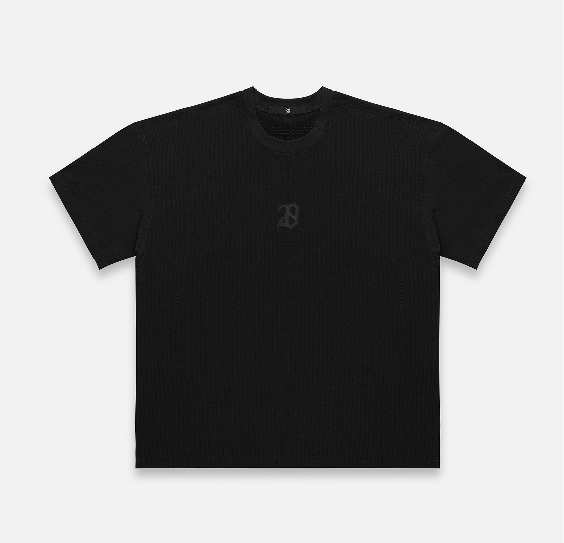 BLACK ON BLACK MESH T - SHIRT - 28 CLUB