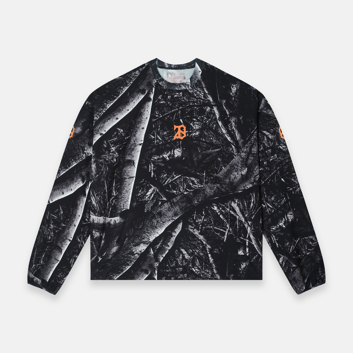 BLACK WOODLAND MESH LONG SLEEVE ORANGE